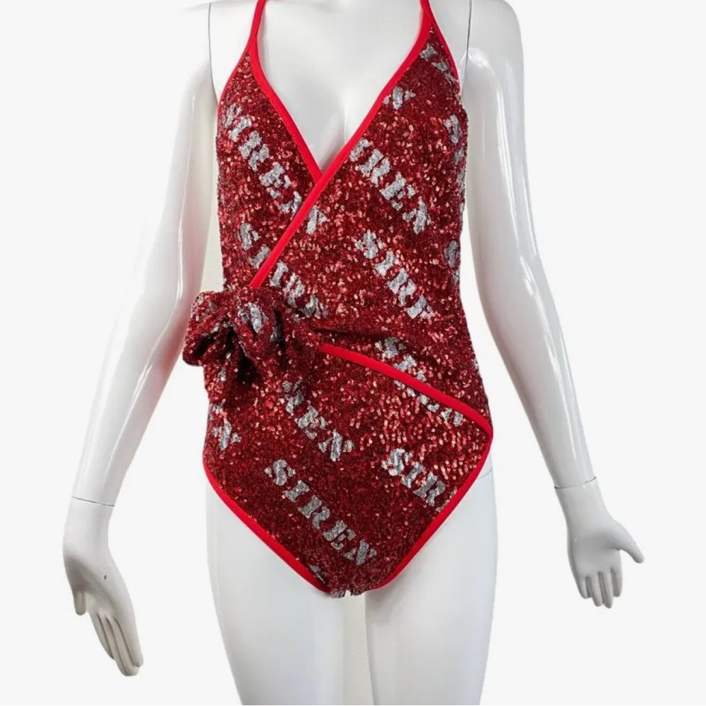 Moschino Red Sequin Siren body suit / swim suit
